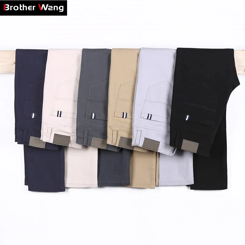 6 Color Casual Pants Men 2020 Spring New Business Fashion Casual Elastic Straigh Trousers Male Brand Gray White Khaki Navy