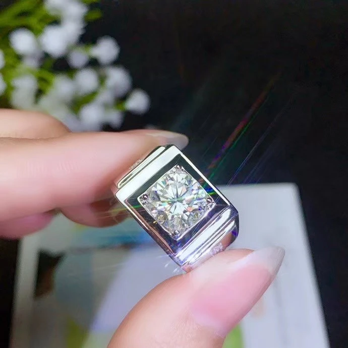 KJJEAXCMY бутик ювелирных 925 с инкрустацией, из чистого серебра 1 карат Mosang diamond для мужчин кольцо с сертификатом
