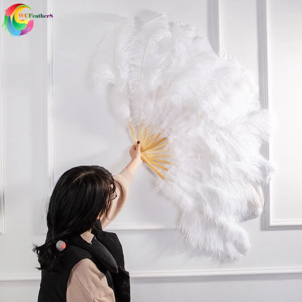 white Натуральный окрашенный красный страус с Марабу перо веер Бурлеск Showgirl& Boudoir декоративные перья веер Танцевальная вечеринка свадебные реквизиты - Цвет: white