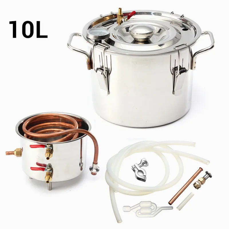 DIY дома 2 галлонов 10l Медь алкоголь самогон виски дистиллятор котел бочонок духов