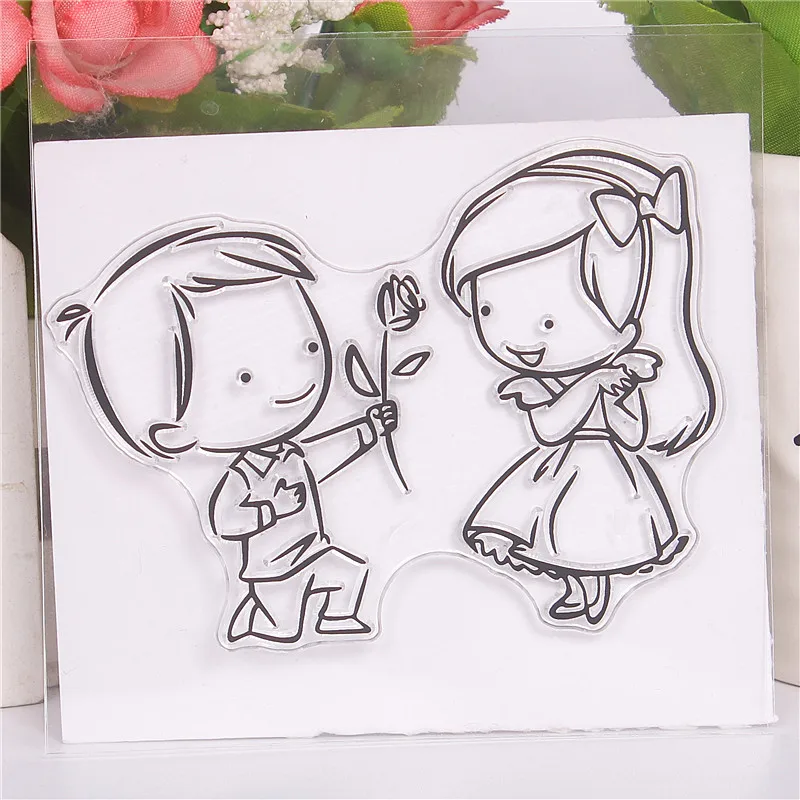 Cartoon boy and girl Transparent Clear Stamp DIY Silicone Seals Scrapbooking Card Making Photo Album Decoration | Канцтовары для