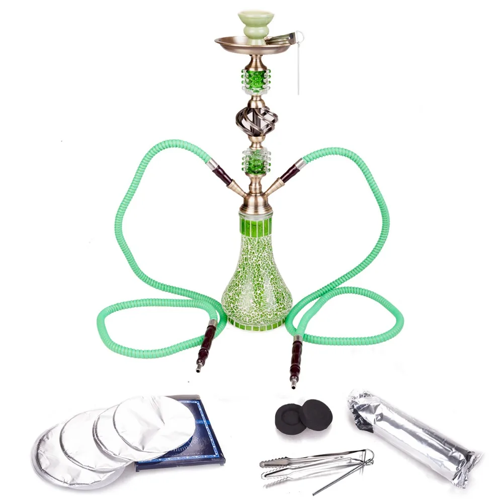 55cm Green Glass Hookahs Shisha Chicha Vaporizer Narguiles Smoking Water Pipes with Coal Tin Foil Rokende Accessoire JYH0X YXS9 | Дом и сад