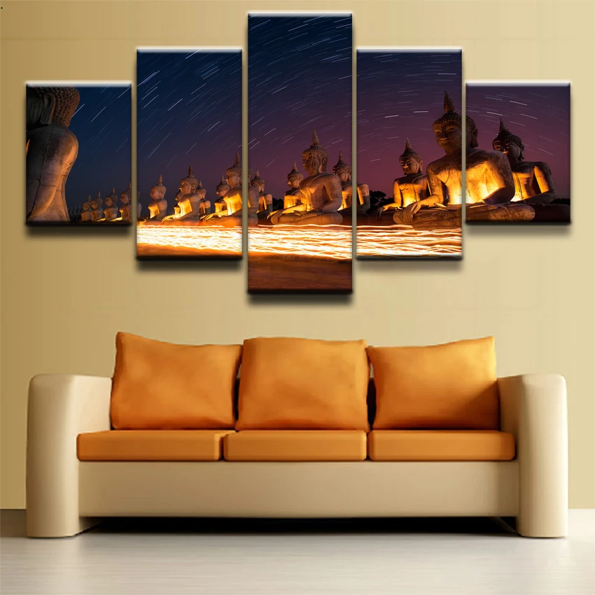 

Canvas Print Landscape Poster 5 Pieces Buddha Wall Art Canvas Painting Home Decor For Living Room Artwork Cuadros Wall Decor Art