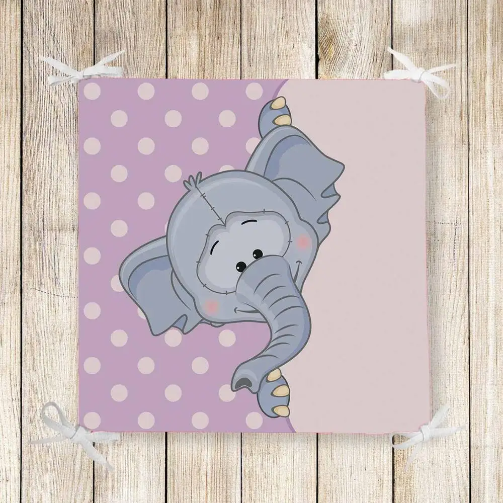 

Else Purple White Dots Gray Elephants 3d Print Chair Pad Seat Cushion Soft Memory Foam Full Lenght Ties Non Slip Washable Zipper