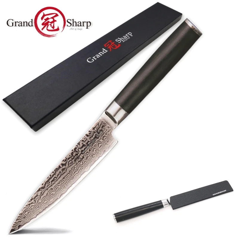 GRANDSHARP 5 дюймов Универсальный нож 67 слоев японский дамасский нож из нержавеющей стали VG-10 кухонные инструменты дамасский нож шеф-повара