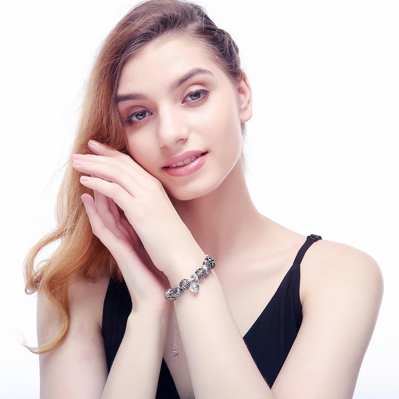 Акция продажа античный серебряный цвет Шарм браслет и подходит оригинальный