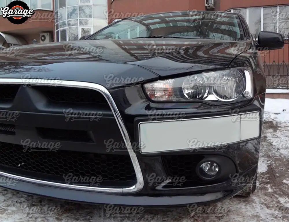 Накладка на передний бампер для Mitsubishi Lancer 10 2011 2015 АБС пластик подиумный чехол