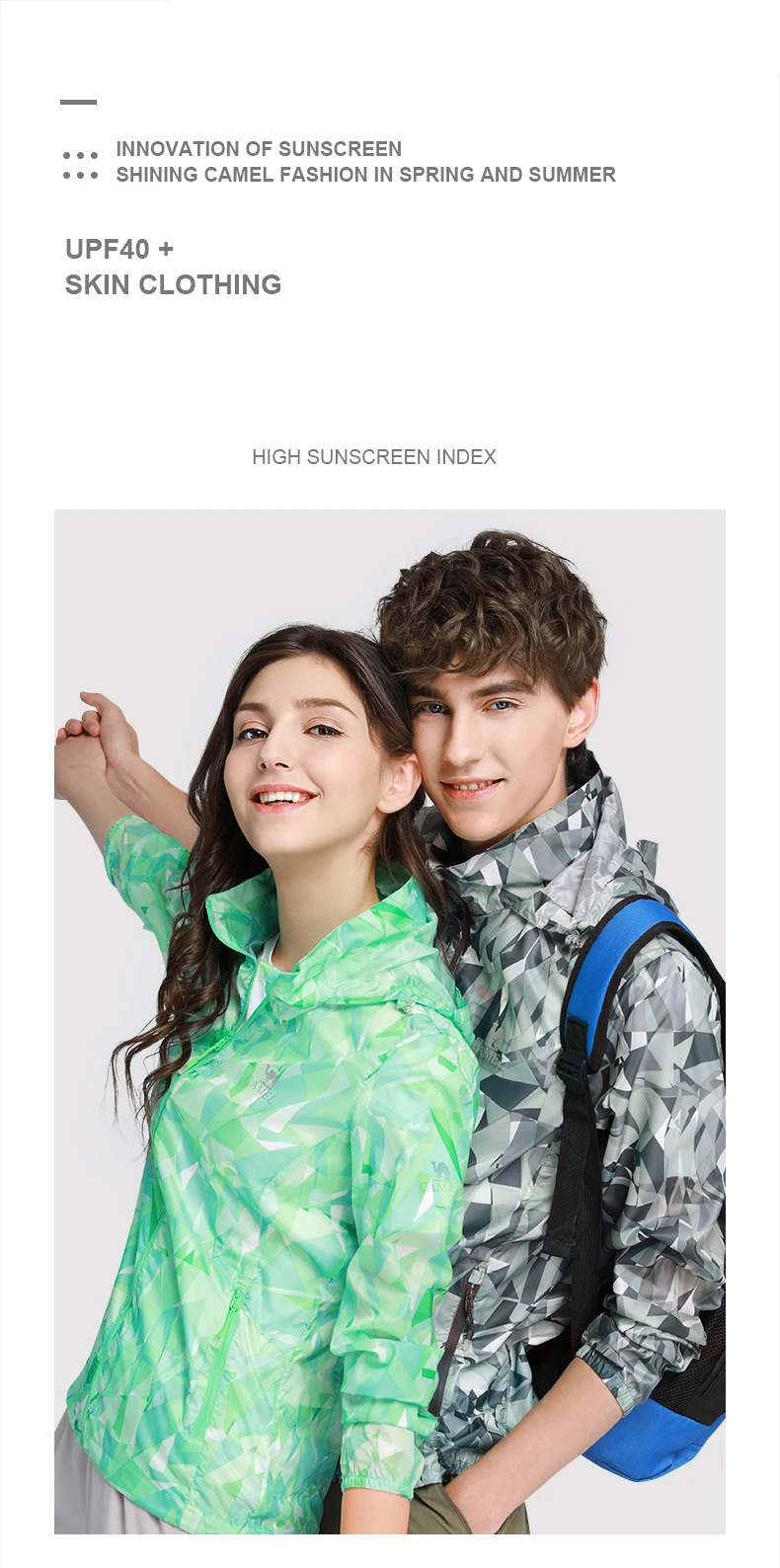 CAMEL Summer Sun Protective Coat Jacket Women Men Clothing UV Waterproof Hiking Camping Outdoor Windproof Lightweight