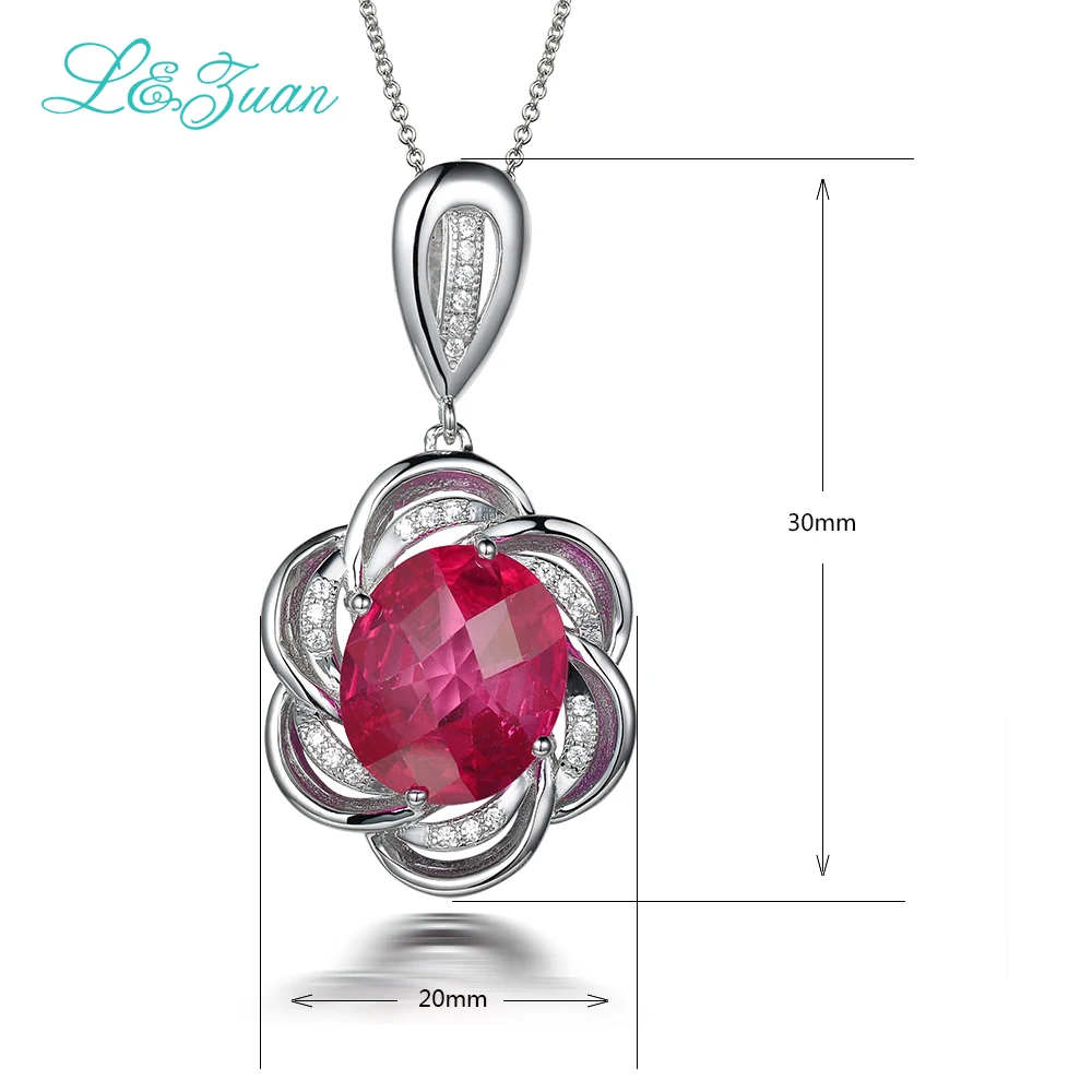 L & zuan 925 Серебряный Рубин кулон трендовый 6.44ct цветок красная натуральная цепочка