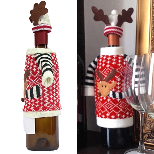 Home Table Decor Christmas Party Wine Bottle Cover Cap Holiday Xmas Santa Deer | Дом и сад
