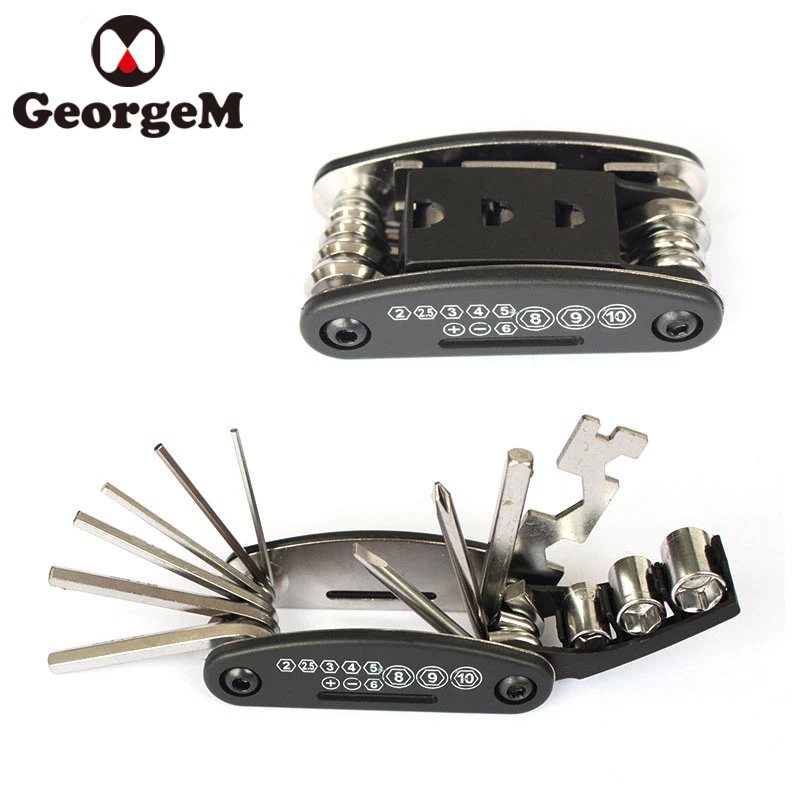 GeorgeM Mini Portable 16 in 1 Multifunction Bicycle Tools Mountain Bike Kit Hex Spoke Fly Cycling Repair Screwdriver | Спорт и