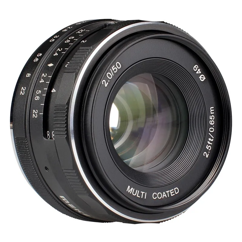Meike 50 мм F2.0 ручной фокус объектив APS-C для Canon EOS-M Nikon 1 Sonyfor Fuji Fujifilm 4/3 крепления