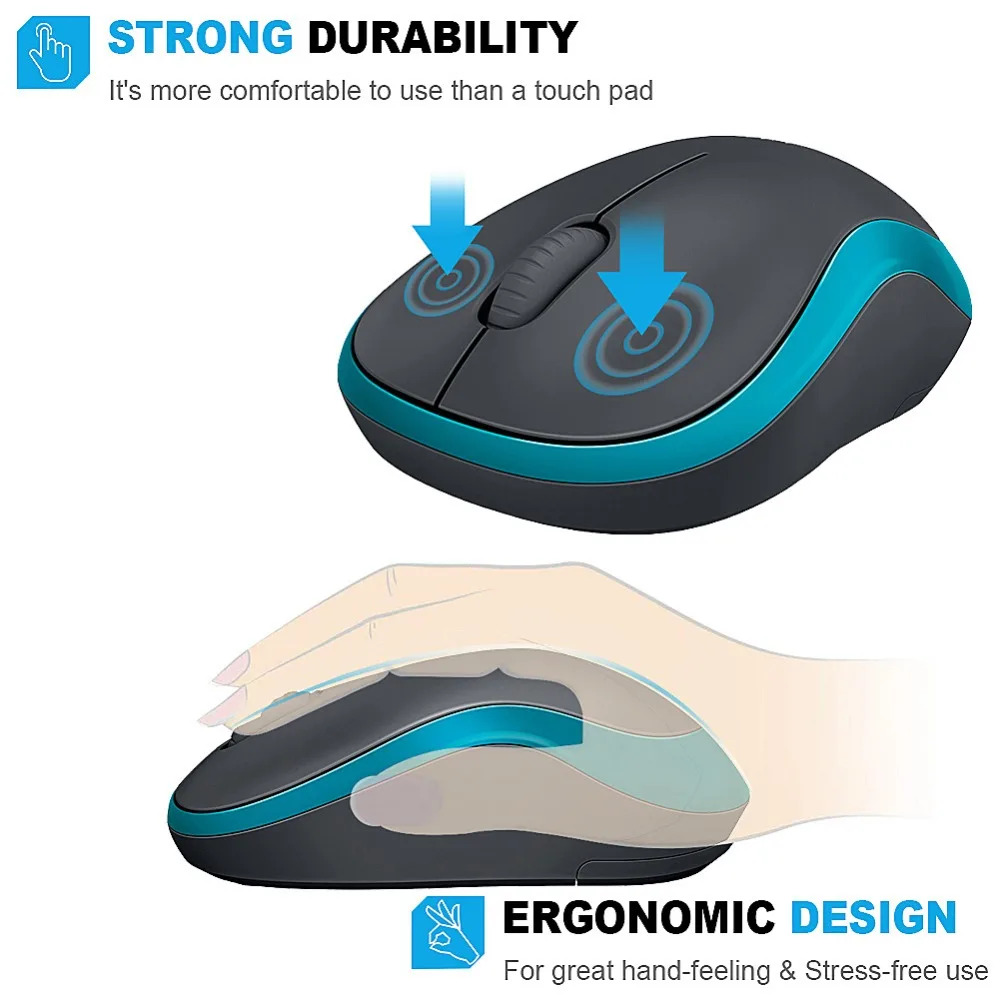 Мышь logitech M186 оптическая эргономичная 2,4 ГГц Беспроводная мышь USB 1000 dpi 2,4 ГГц Технология беспроводного подключения