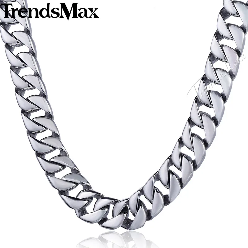 Trendsmax Индивидуальные любой длины 11 мм широкий Гладкий бордюр кубинское звено 316L