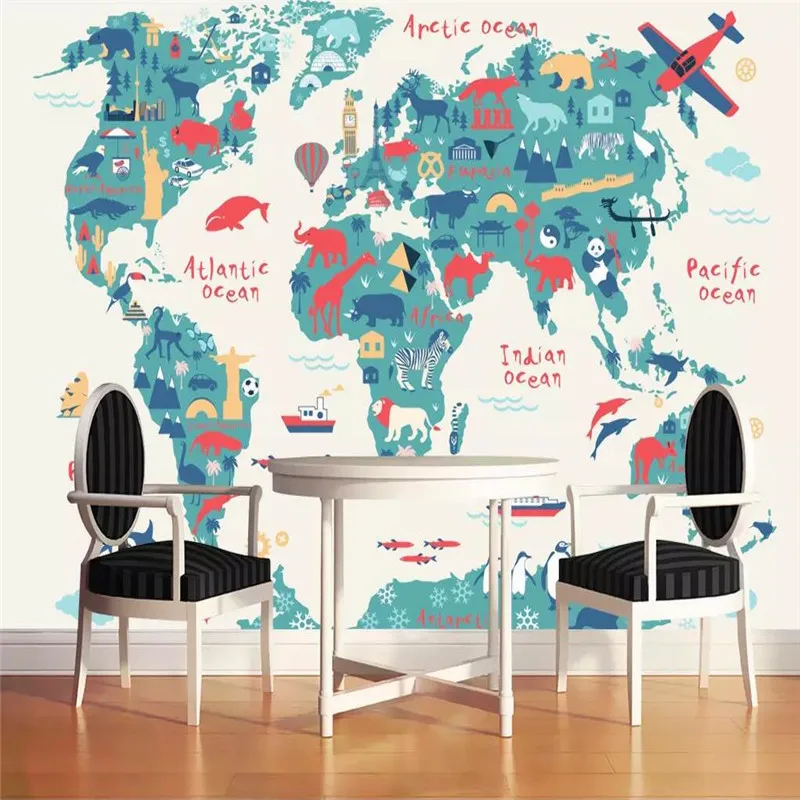 Cartoon version map kindergarten engineering professional production mural factory wholesale wallpaper poster photo wall | Обустройство