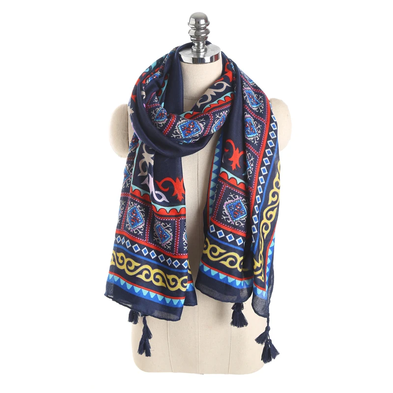 FS длинный хлопковый шарф пашмины шарфы шаль палантин Женская Бандана с принтом