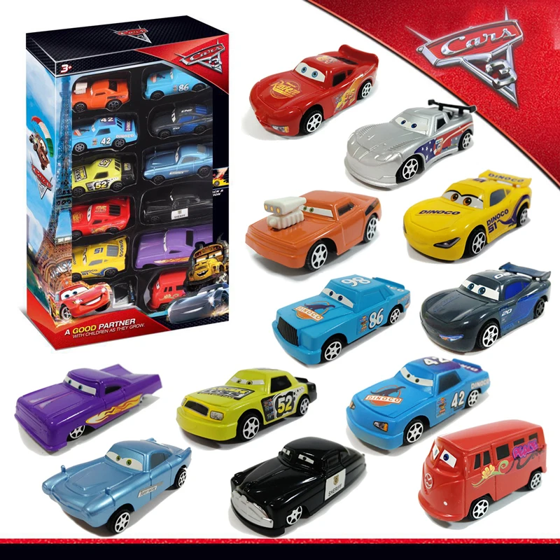 12 шт./компл. Disney Pixar Машинки 3 Lightning McQueen черный Storm Jackson Mater 1:55 пластиковые модели