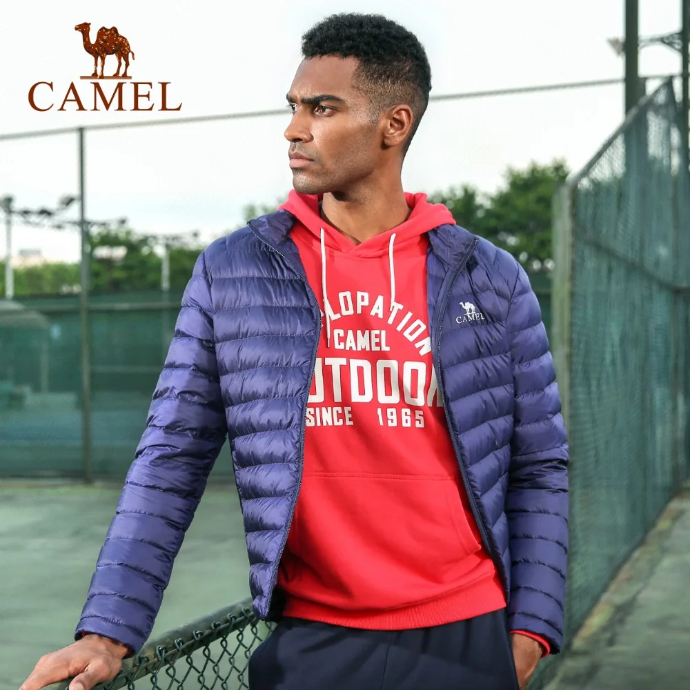 CAMEL, мужской спортивный пуховик, осень и зима, легкий пуховик, воротник, светильник, теплая куртка с 90% белым утиным пухом