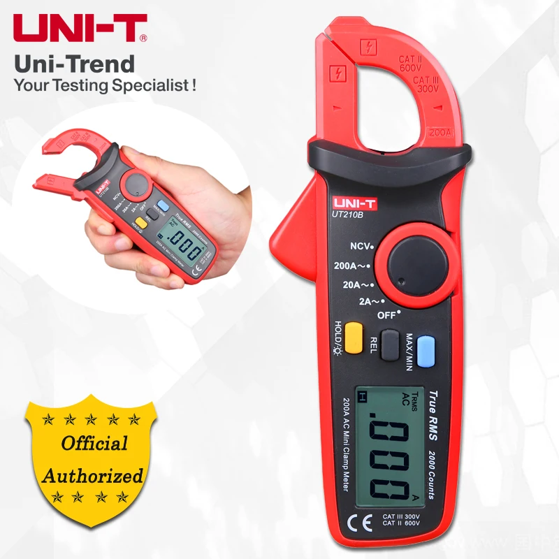 UNI T UT210A/UT210B/UT210C AC 200A Мини цифровые клещи Сопротивление/Емкость/температура ЖК