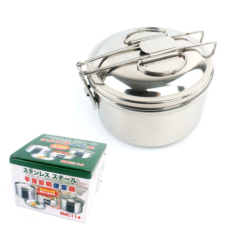 3 в 1 Открытый Кемпинг Bento Box нержавеющая сталь альпинизмом складной Пикник
