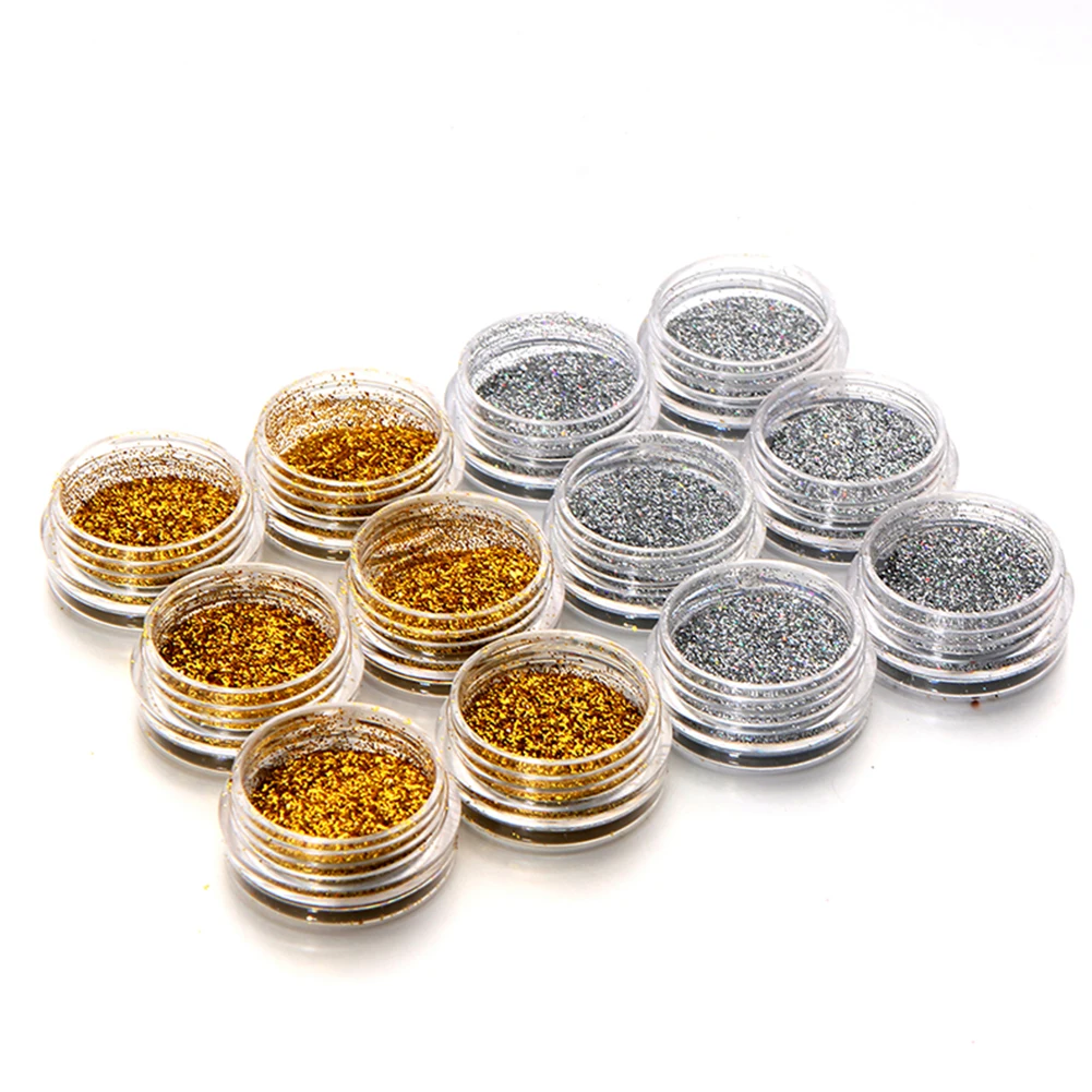 

12 Boxes Nail Glitter Powder Pigment Nail Art Decor DIY UV Gel Tips Accessory