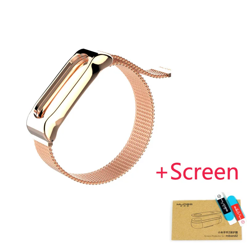 S3 gold addflim Металлический ремешок mi jobs для Xiaomi mi, 2 ремешка, Безвинтовой браслет из нержавеющей стали, умный ремешок, Сменные аксессуары для mi Band 2 - Цвет: S3 gold addflim