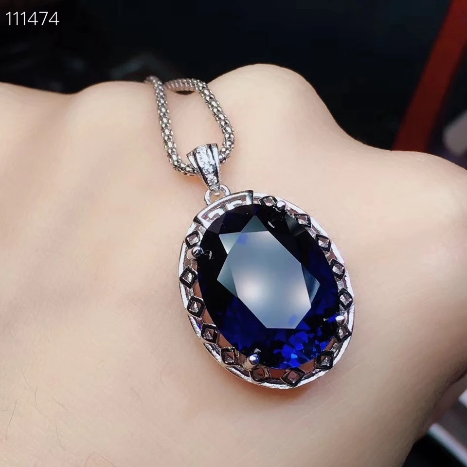 

KJJEAXCMY boutique jewels 925 sterling silver inlaid natural sapphire ring + Pendant Necklace suit support detection