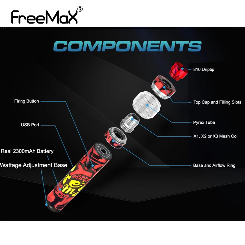 В наличии! Стартовый набор Freemax Twister 80 Вт встроенный аккумулятор 2300 мА/ч с баком