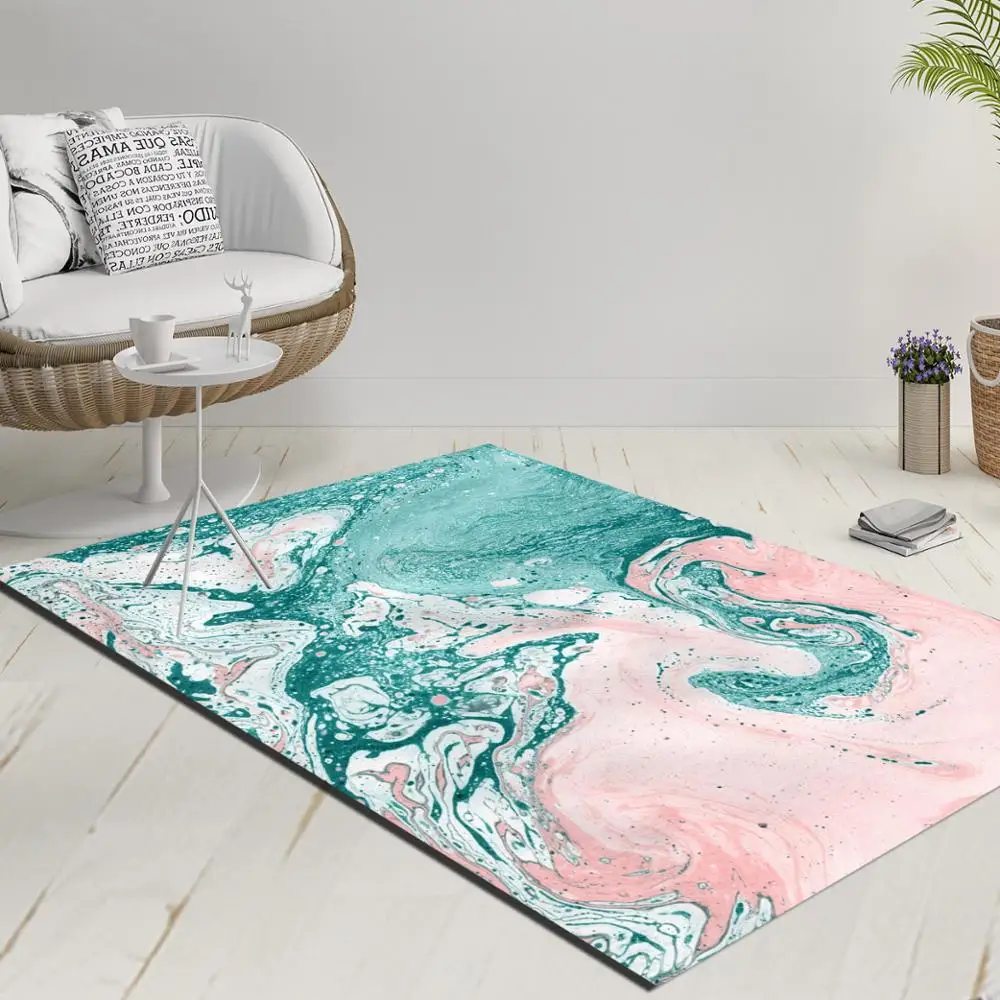 

Else Pink Green White Abstract Watercolor Decorative 3d Print Anti Slip Kilim Washable Decorative Kilim Rug Modern Carpet