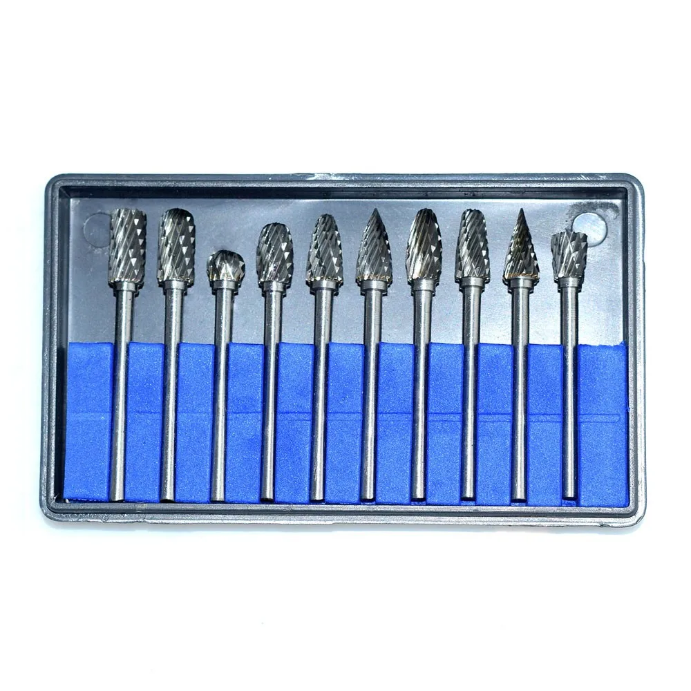 Newacalox 10 шт. Dremel карбида заусенцы Бурильные долото комплект Ротари Burr Micro Бурильные долото S для металла, Деревообработка Вырезка инструмент Стекло diamond