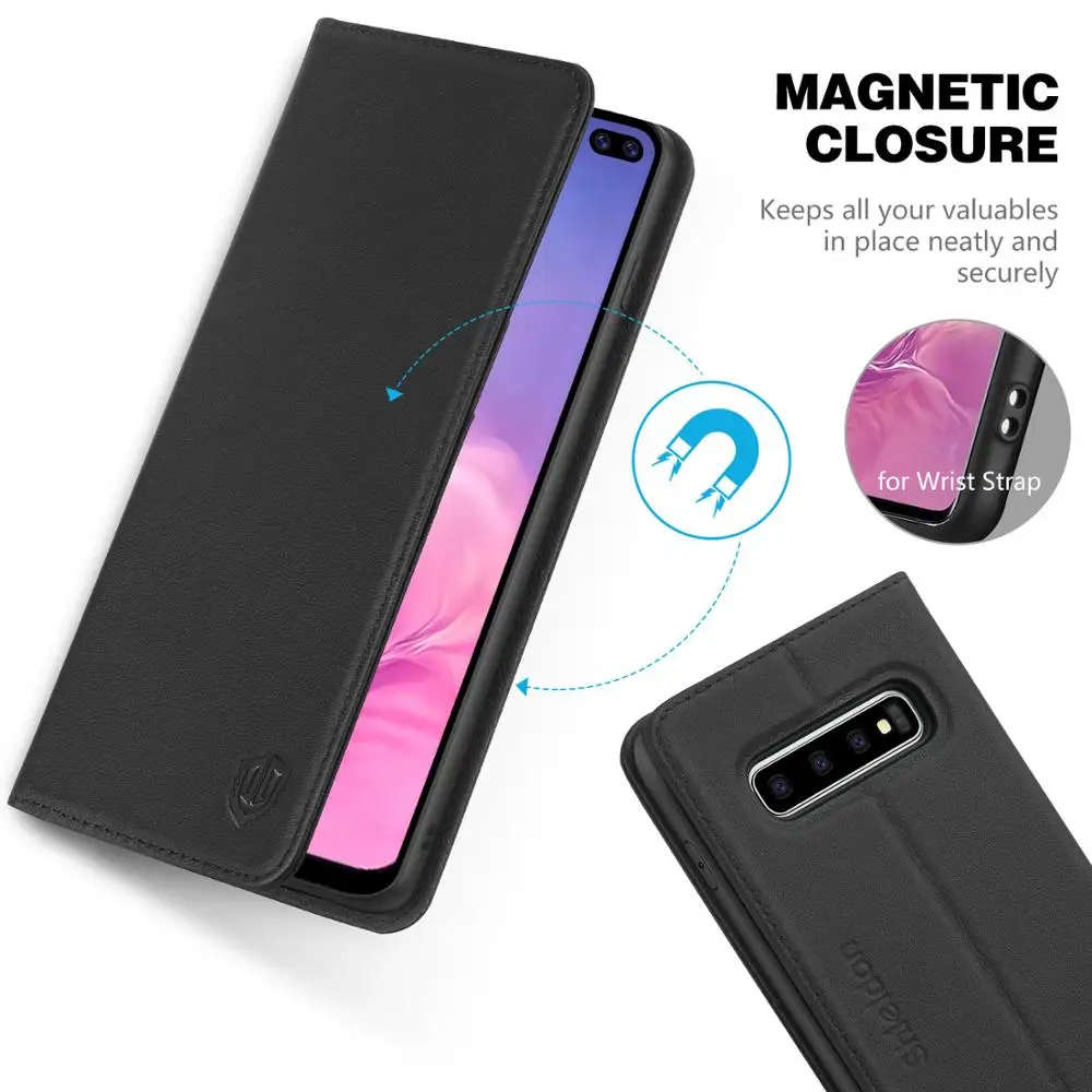 Чехол-бумажник SHIELDON для Galaxy S10 Plus, чехол из натуральной кожи с блокировкой RFID, слот для кредитных карт, раскрывающийся Магнитный чехол для S10P