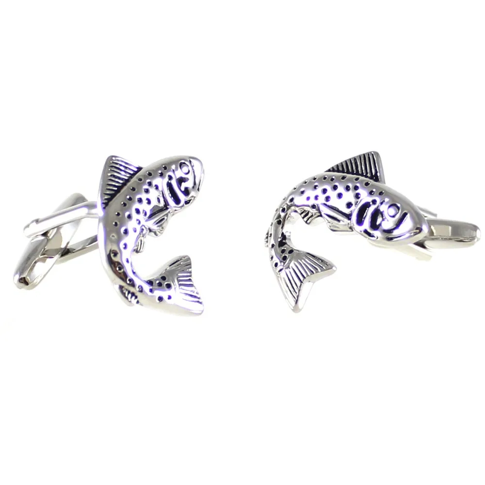 Men's Novelty Fish Cuff Links Antique Silver Tone Salmon | Украшения и аксессуары