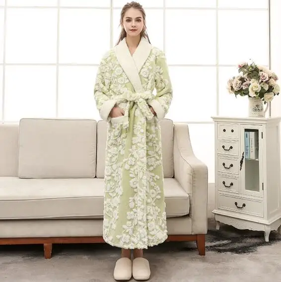 Fdfklak New Winter bathrobe men thicken flannel robe women plus size sleepwear robes couple's bath peignoir femme M-3XL | Женская