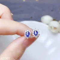 kjjeaxcmy fine jewelry 925 sterling silver inlaid natural sapphire female earrings support detection new