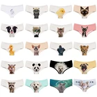 Женские трусики-стринги LEIMOLIS, сексуальные трусики с забавным принтом животных, кошек, собак, совы, милое нижнее белье