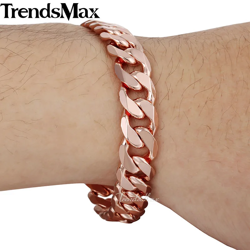 Браслет Trendsmax 10 мм для мужчин и женщин Плоская Круглая цепь розовое желтое золото