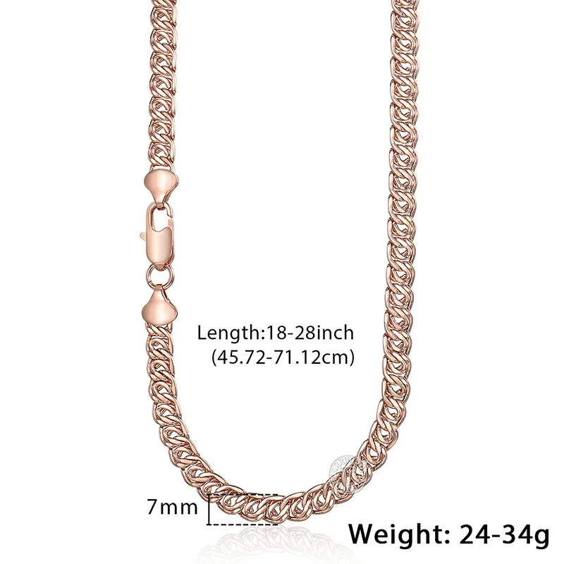 7 мм Женский браслет и ожерелье набор ювелирных изделий из розового золота 585