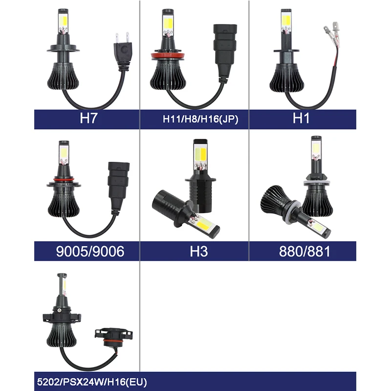 H1 led H3 H7 H11 H8 9005 9006 HB3 HB4 H27 880 881 H16 PSX24W Автомобильная противотуманная фара DRL лампа