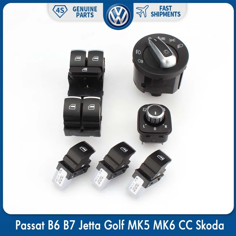 Комплект из 6 предметов хромированные переключатели для передних фар Volkswagen Golf Jetta