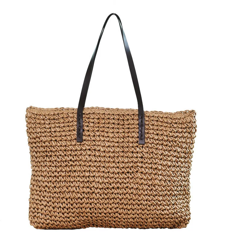 

Women Handbag Straw Bucket Female Beach Bag Casual Knitted Bohemia Rattan Hobos Weave Feminine Shoulder Bag Shopping Tote SS3009