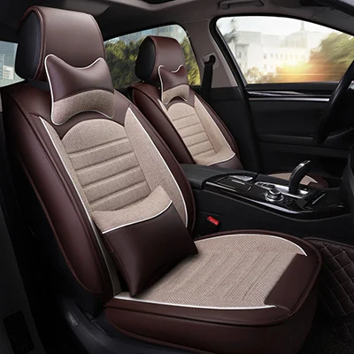 Льняные автокресла подходит для Lexus rx nx rx300 GX460 GX470 GX400 RX580 автомобильные аксессуары для укладки волос - Color Name: brown beige pillow
