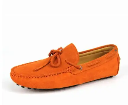 061 orange Осенние мокасины; мужские лоферы из натуральной кожи; слипоны на плоской подошве; легкая обувь для вождения; мужские водонепроницаемые мокасины на плоской подошве; 021 - Цвет: 061 orange