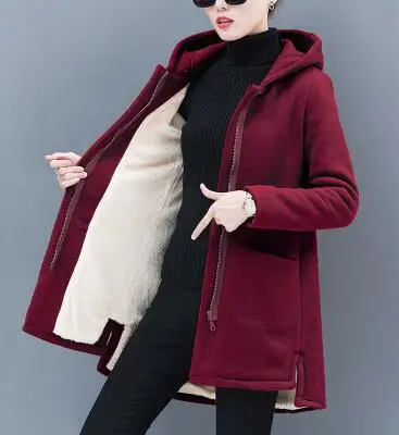 Purple red Женская одежда, толстовки, теплое пальто для отдыха, женские зимние спортивные костюмы, одежда для женщин, корейский стиль, с добавлением шерсти, женская зимняя одежда K4139 - Цвет: Purple red