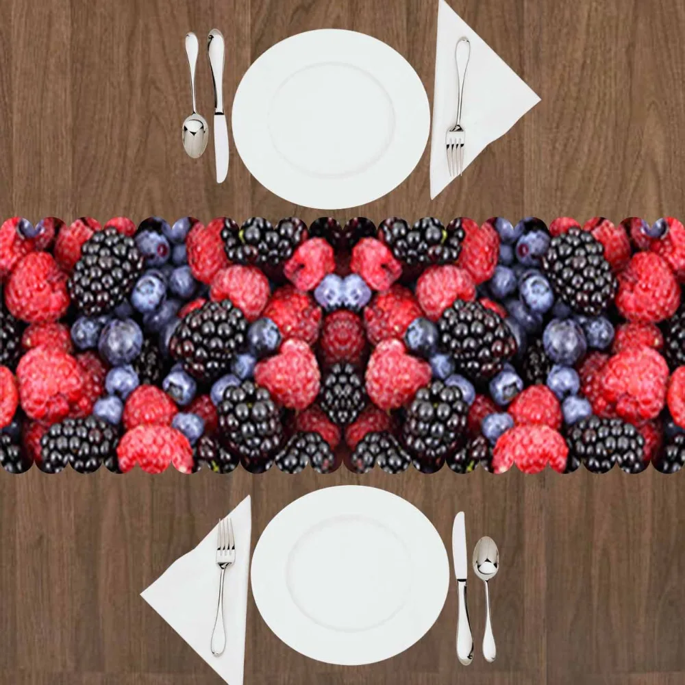 Современная скатерть для кухни столовой черная виноградина красная клубника