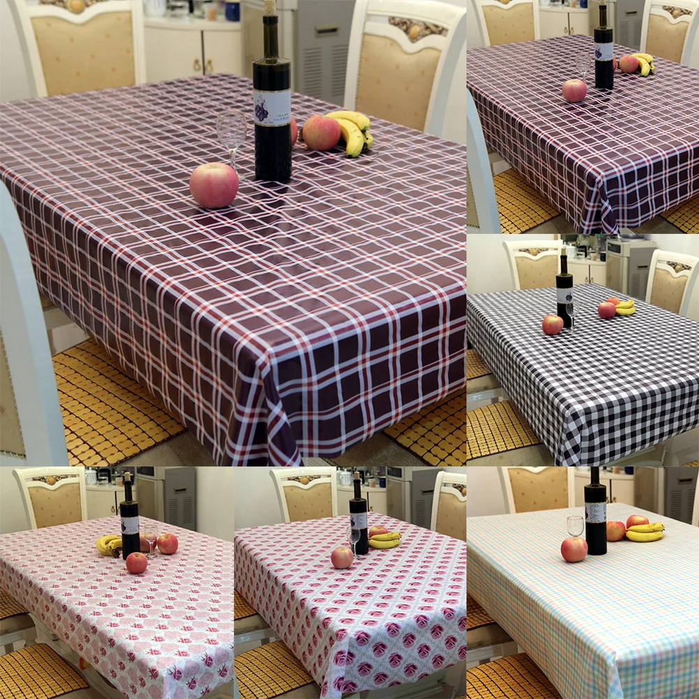 Прямоугольник Клетчатый узор Цветочный принт Водонепроницаемый скатерть
