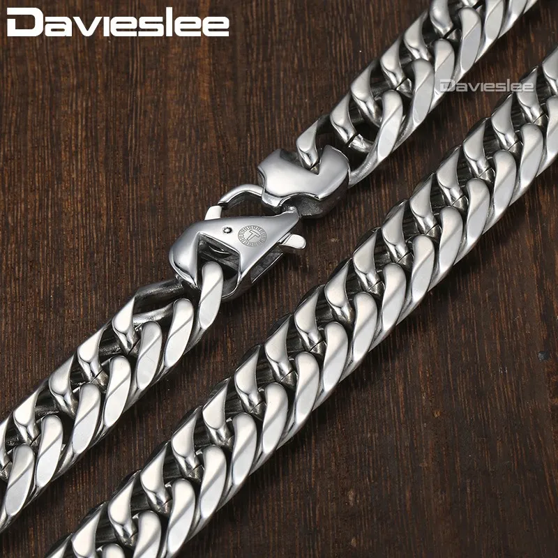 Двойная кубинская цепь Davieslee из панцирного плетения мужское ожерелье