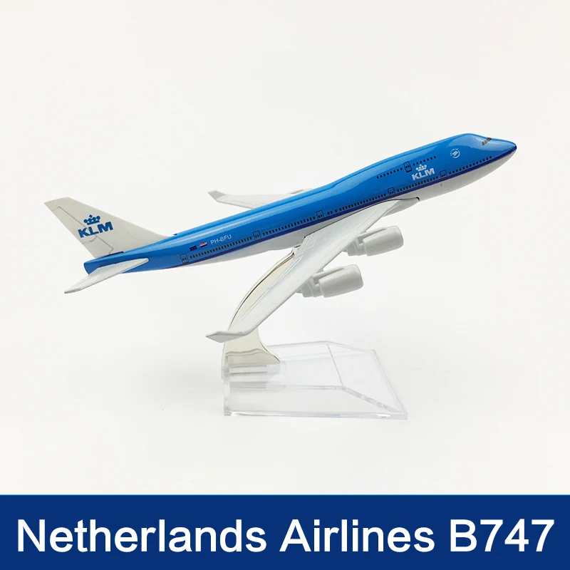 Модель самолета 16 см для авиакомпаний Нидерландов модель Боинг 747 KLM авиационного