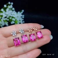 kjjeaxcmy fine jewelry natural powder topaz female earrings support detection new