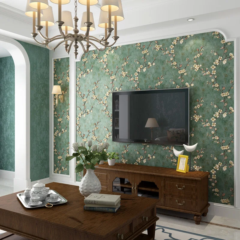 

Винтажные 3d обои в американском стиле с цветами сливы, рельефные ретро обои для декора гостиной, рулон обоев с цветочным рисунком, Peint EZ009