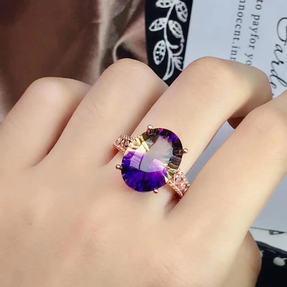 Кольцо женское из серебра 925 пробы с подвеской и аметистом | Украшения аксессуары
